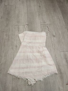 Cotton Candy LA Pink Striped Fringe Tie-Back Romper S